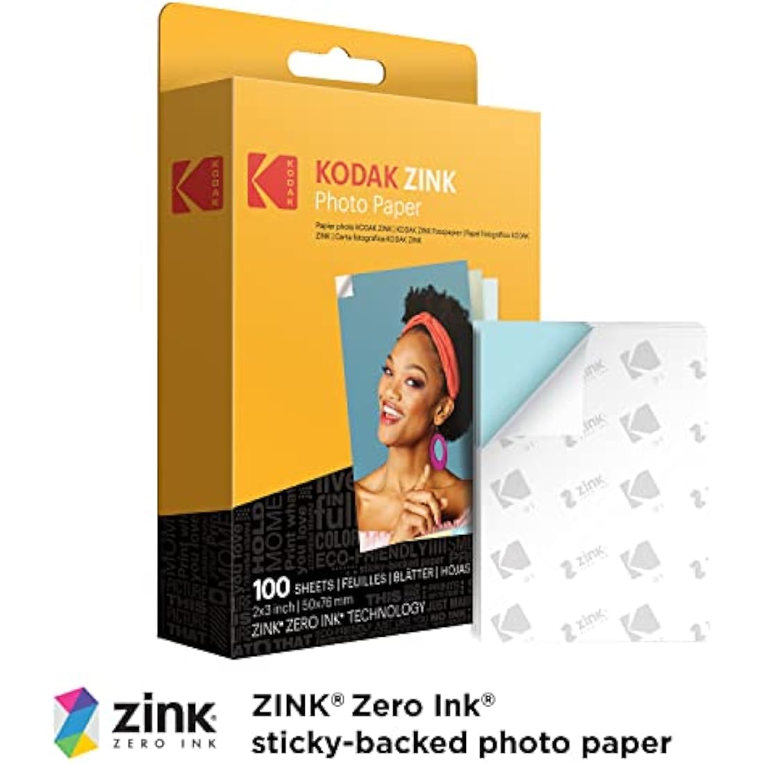 KODAK 2x3" Premium Zink Photo Paper (100 Sheets) - Compatible with KODAK Cameras & Printers, White