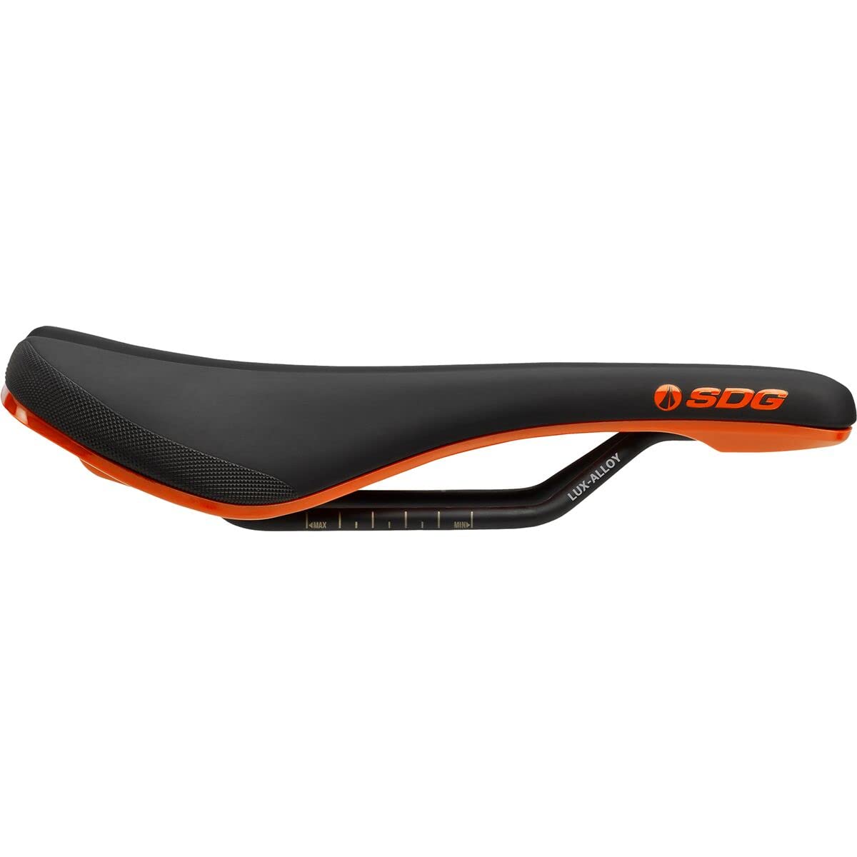 SDG BEL AIR 3.0 LUX-ALLOY RAIL SADDLE Black Microfibre Top / Orange Base,140mm