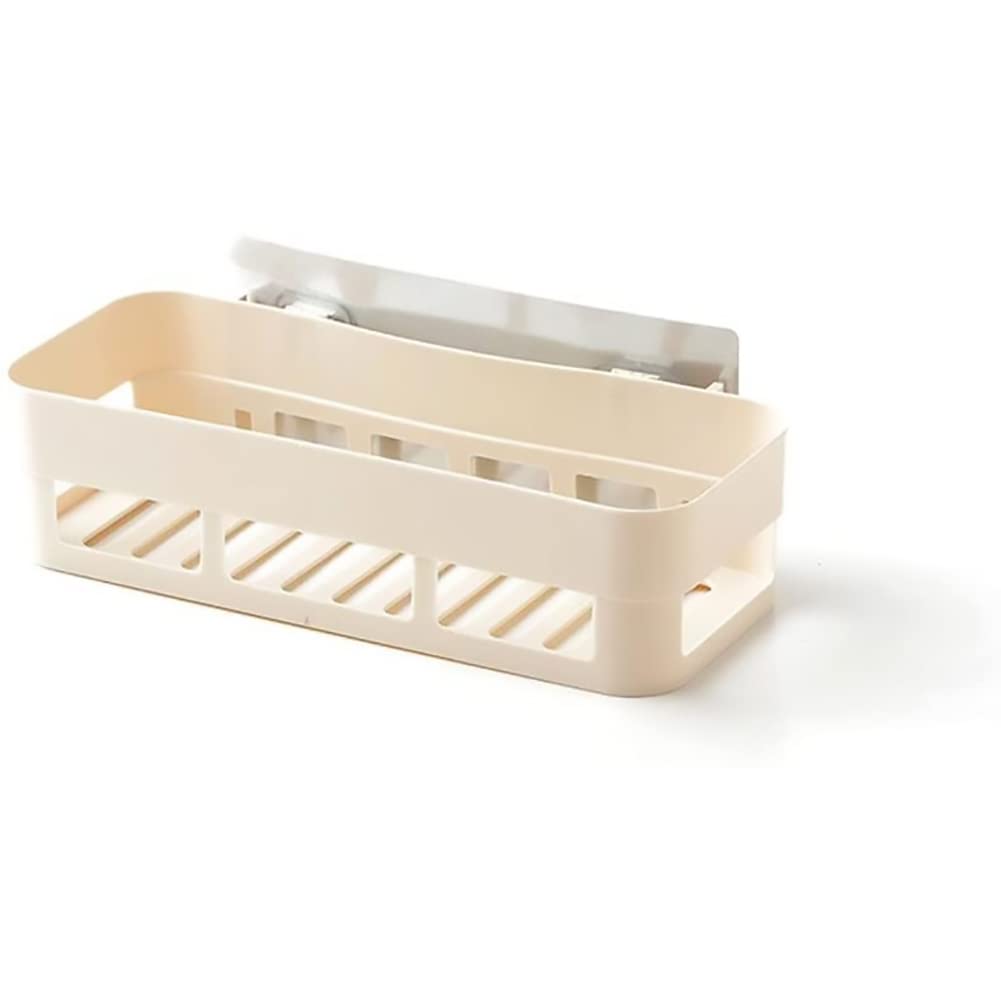 Cyrank Shower Caddy, Shower Organizer No Drilling Shower Shelf Shower Shelf Plastic Bathroom Shelf Wall Mounted Adhesive Shower Shelf Storage(Beige)