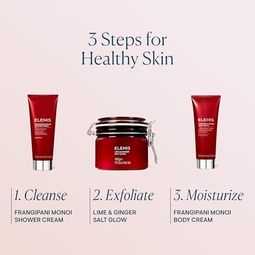 ELEMIS Frangipani Monoi Salt Glow 490g – Exfoliating Salt Scrub with Monoi Oil & Frangipani Flower – Hydrating Body Scrub for Smooth, Radiant Skin – Ideal for Dry & Rough Skin