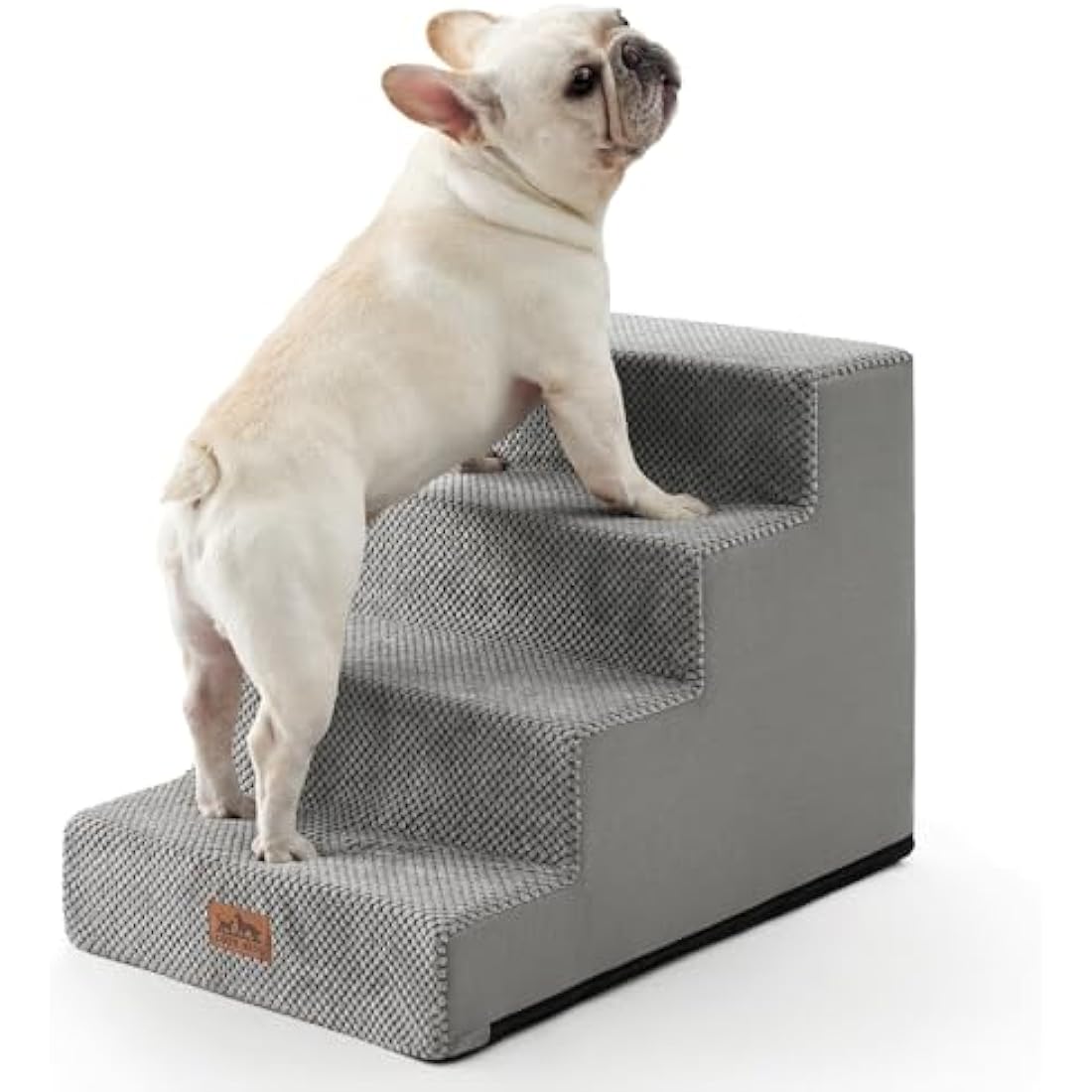 COZY KISS Wide Dog Stairs for Small Dogs, 17.7" Width Pet Steps for Bed Sofa Car, 45 cm High Non-Slip Dog Stair for Old Cats, Puppy, Small Medium Dogs, 60x45x45 cm, 4 Tiers, Grey