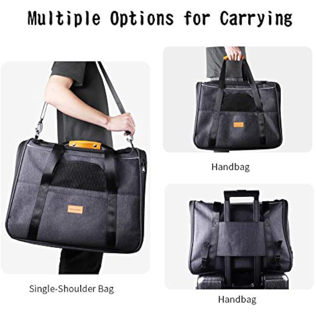 Morpilot Pet Carrier Bag, Portable Cat Carrier Bag Top Opening, Removable Mat and Breathable Mesh, Foldable Cat Carrier Transport Bag for Dogs and Cats, with Shoulder Strap and Pet Bowl Grey