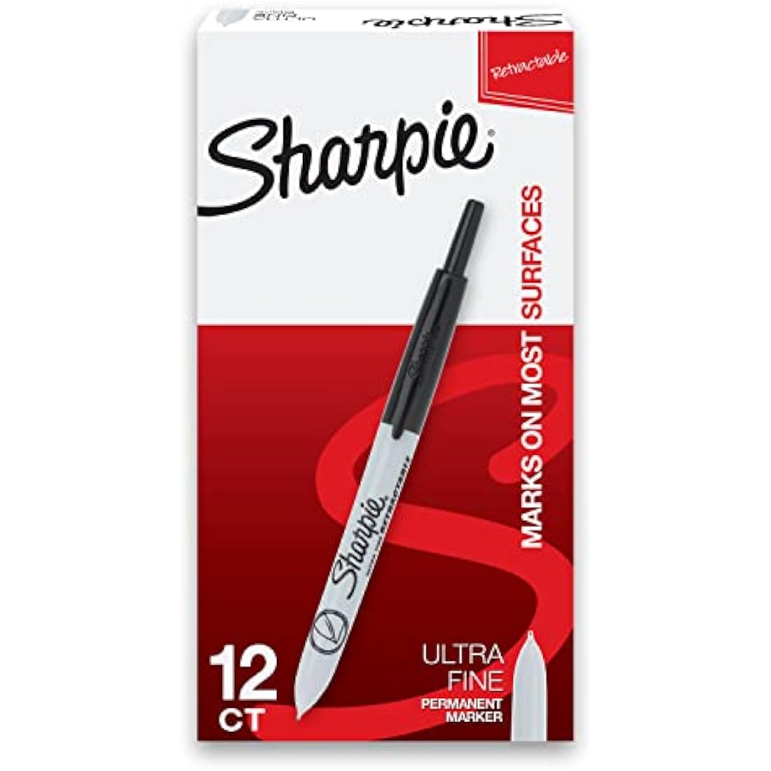 Sharpie Retractable Permanent Markers, Ultra Fine Point, Black, 12 Count