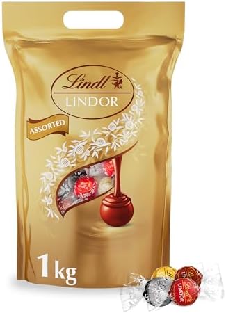 Lindt Lindor Assorted Chocolate Truffles Bag - Approx 80 balls, 1kg - Chocolate Truffles with a Smooth Melting Filling - Gift Present or Sharing Box - Easter, Birthday, Congratulations