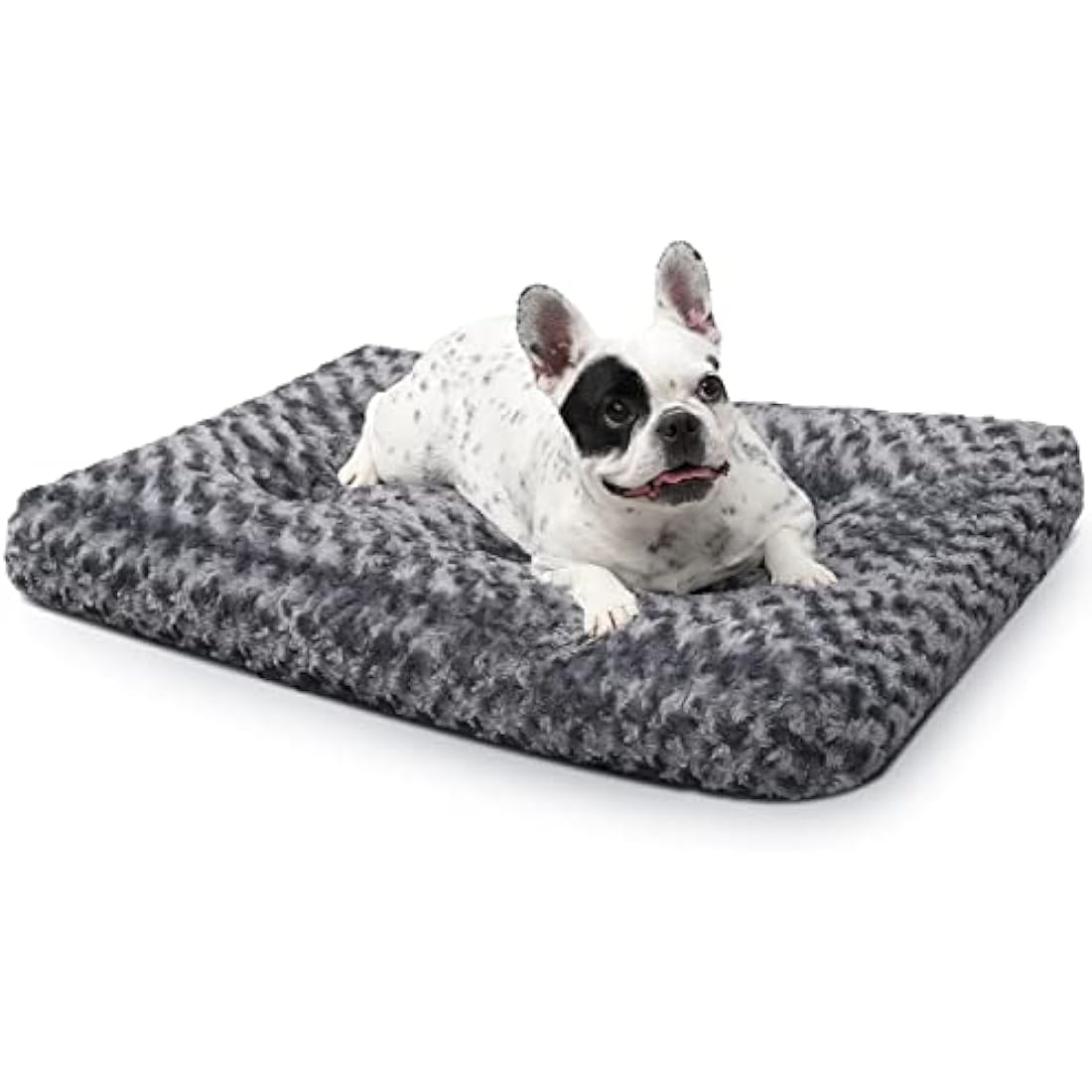 KSIIA Dog Bed Medium Washable, Calming Crate Mattress with Non Skid Bottom, Fluffy Anti Anxiety Dog Beds, Pet Pillow Cushion, Dark Grey, 76x52x7cm