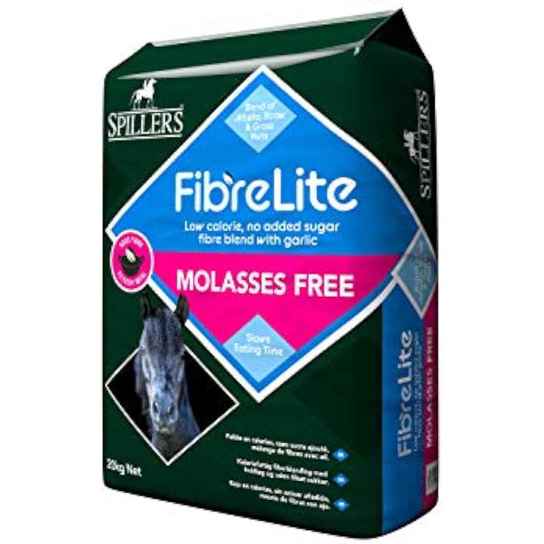 SPILLERS Fibre Lite Molasses Free Horse Feed 20kg - Horse Feed Ideal For Feeding Alongside Compound Feeds or Balancers - Includes Chopped Alfalfa and Garlic for Horses