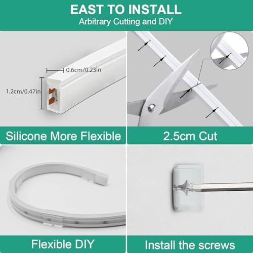 Lucienstar Neon LED Strip Light - 5m Cool White Led Strip Light, 12v Flexible Cuttable Waterproof Silicone Neon Light Strip, LED Strip for Bedroom Kitchen Garden(No Power Adapter) [Energy Class F]