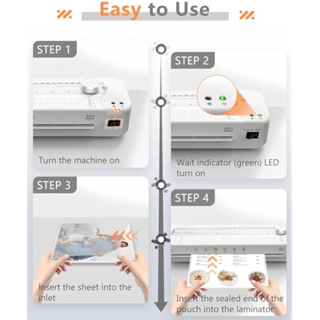 Raycial Laminator A3 Laminator Machine with Laminating Pouches for A3/A4/A5/A6, Fast Warm-up, Built-in Cutter and Corner Rounder for Home Office School Use
