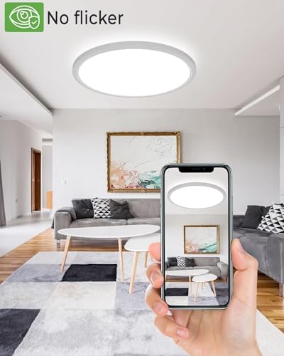 zemty 36W 42CM LED Ceiling Light, Large Bathroom Lights Ceiling 3000K/4500K/6000K,3 Color Temperature Flush Round Ultra Thin for Living Room,Office,Bedroom,Bathroom,Kitchen