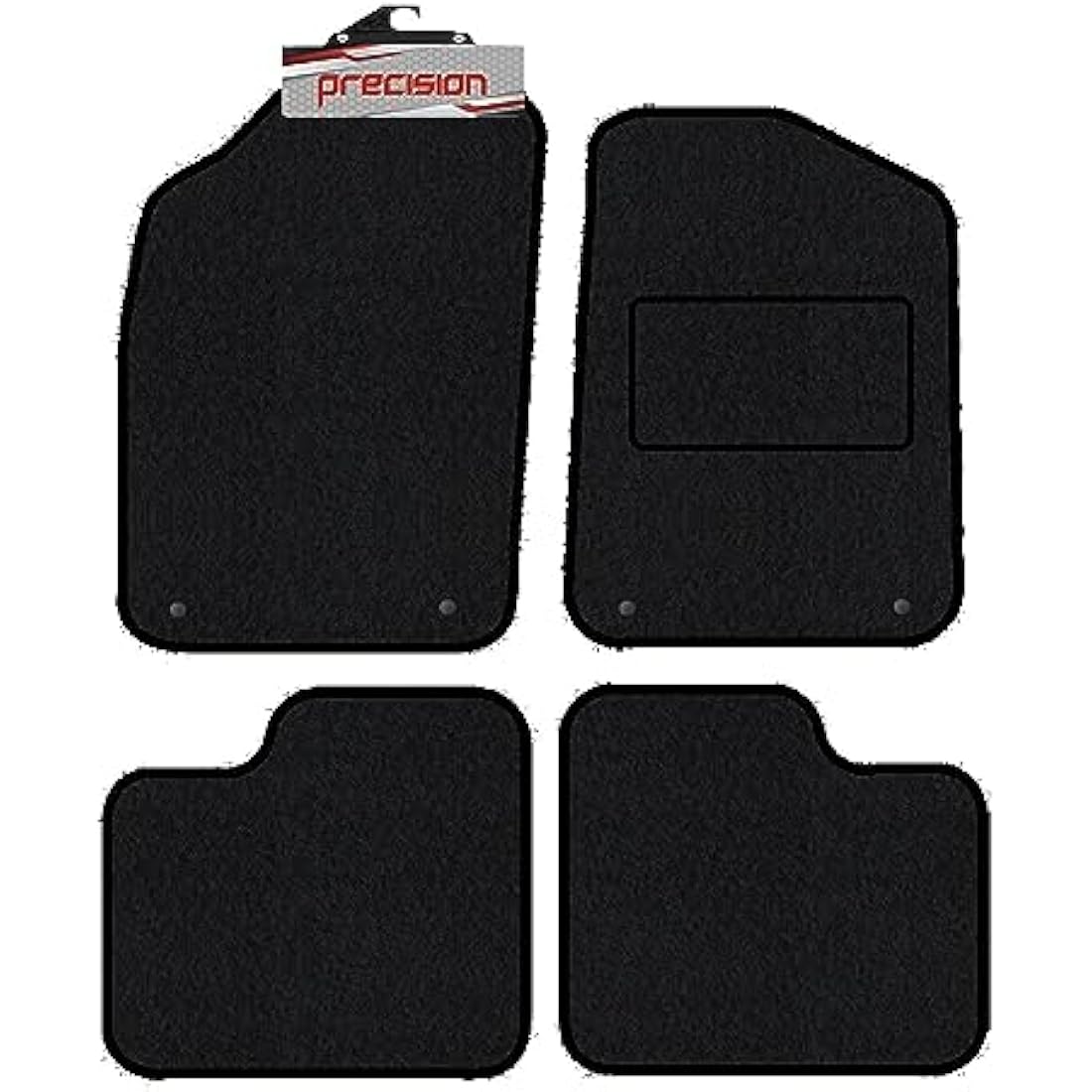 Precision 500 Logo On Black Car Mats For Fiat 500 2013-2020 Classic Silver Twist - SS Mats