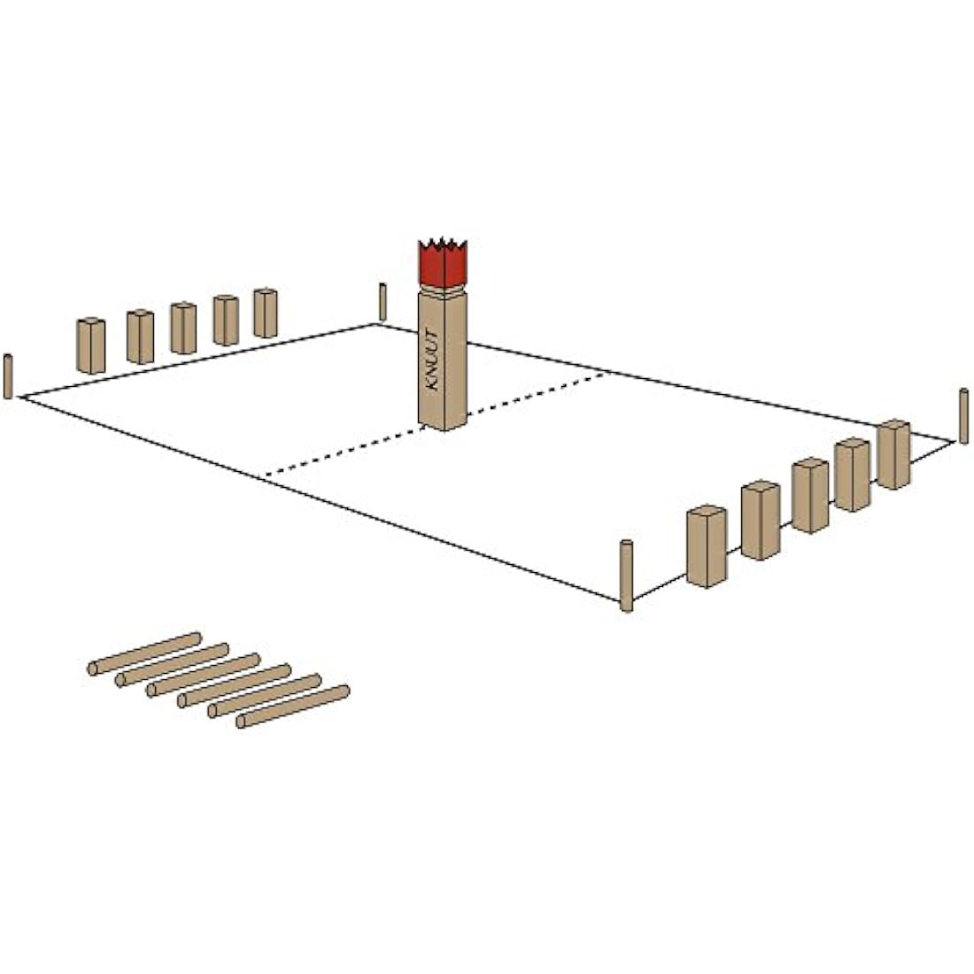 Toyfel XXL Kubb Game Knuut - FSC Wooden Game Set with Canvas Bag Durable, Solid Pine Wood Garden Game for 2-12 Players
