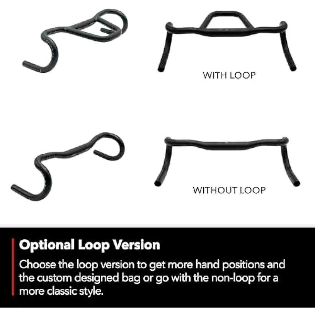 REDSHIFT Kitchen Sink Low Flare Handlebar without Loop for Road, Gravel, Touring, and Commuter Bikes, Aluminum Drop Bar, 31.8mm Clamp, with 20mm of Rise, 53cm Width