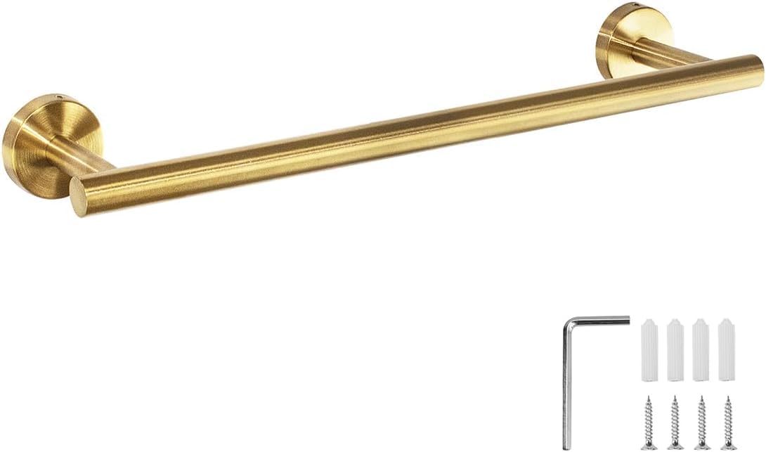 YUET Towel Rail 40 CM Brushed Gold Hand Towel Holder Bar Bathroom Holders For Bathrooms Kitchen Dish Cloths Hanger 304 Stainless Steel RUSTPROOF Wall