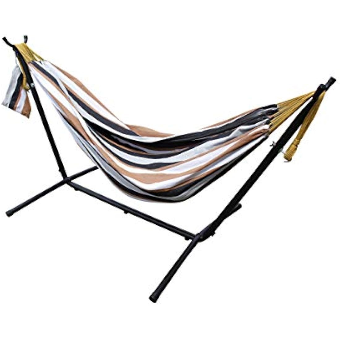 Ross James Garden Furniture, 100% Double Cotton Hammock with heavy Duty Metal Stand with over 200kg Weight Capacity (2020 Model) (Duck Egg and Blue Stripe)