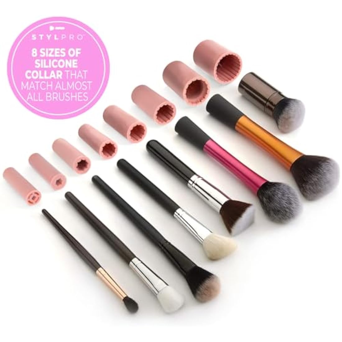 StylPro Gift Set Kit: Electric Makeup Brush Cleaner and Dryer Machine with 8 Brush Collars, Brush Cleanser - Fast, Automatic Spinning Brush Cleaner with Heat-Resistant Bowl (ROSE GOLD)