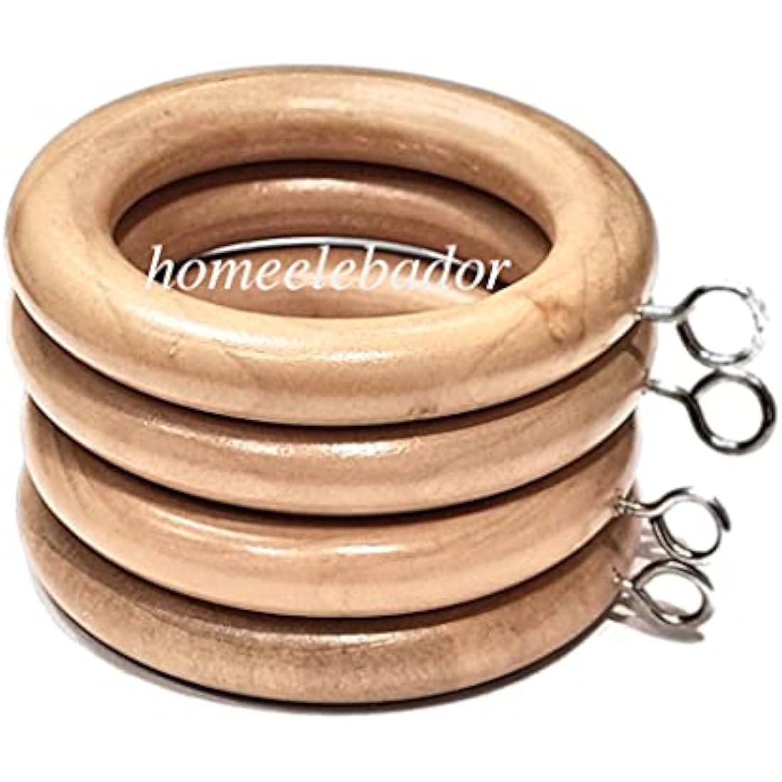 Wooden Curtain Rings 38mm with Screw Eye Natural Wood Drapery Curtain Rings Rod Hanging Sliding Eyelet for 35mm Poles Pack of 18.