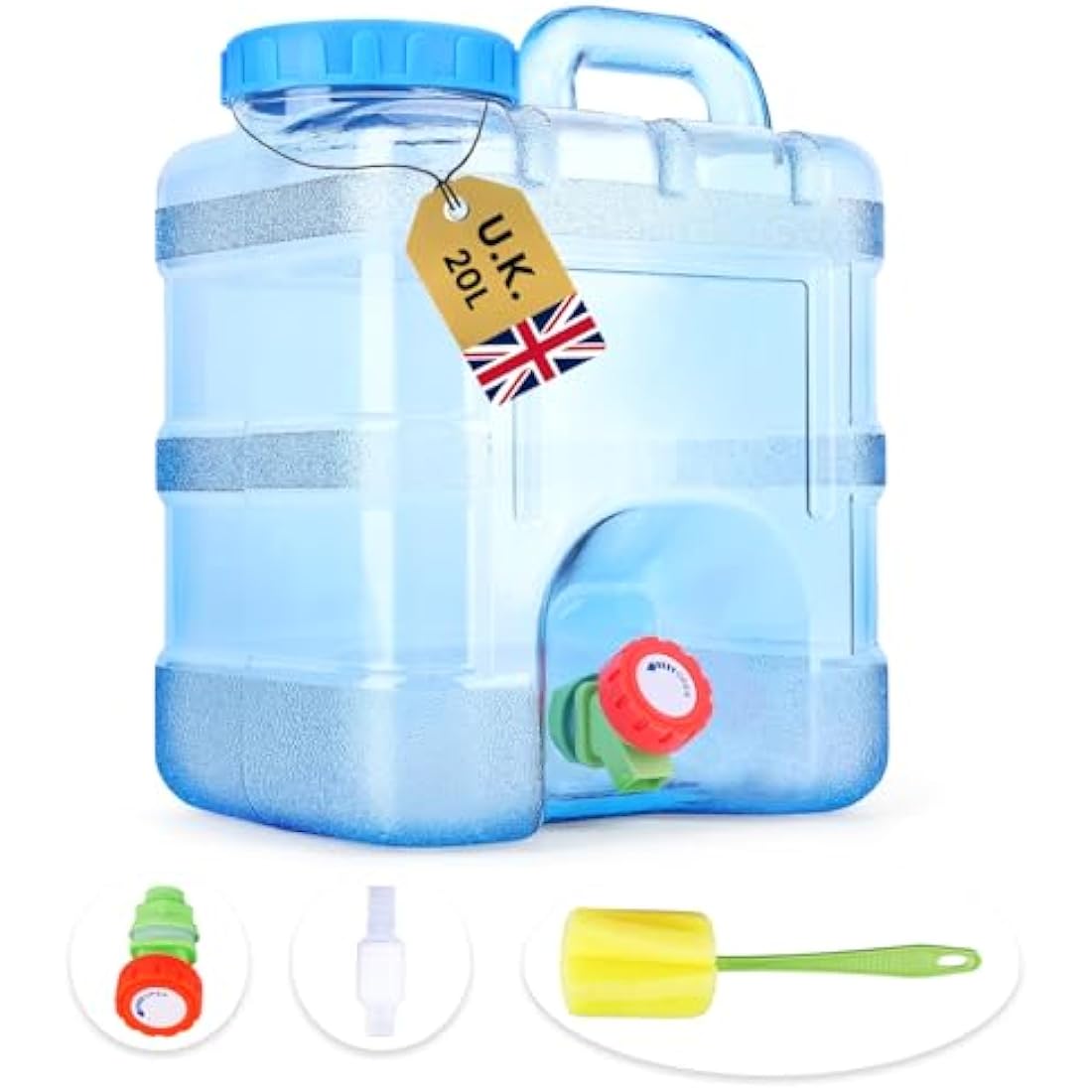Starnearby 10/15/18/20/22L Water Container with Tap, Portable Plastic Water Bucket with Tap, Easy Clean BPA-Free Drink Water Carrier, for Camping Outdoor, Party, Van, RV, School, Hospital, Emergency