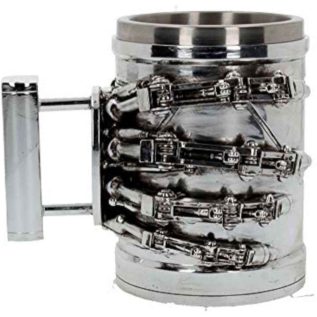 Nemesis Now B4656N9 Terminator 2 Tankard 17cm, Resin w/Stainless Steel Insert, Silver