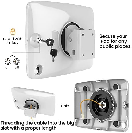 Beelta Tablet Wall Mount Compatible with 10.2 inch iPad 7th/8th/9th Generation, Anti Theft iPad Kiosk Wall Mount for Business and Smart Home, White