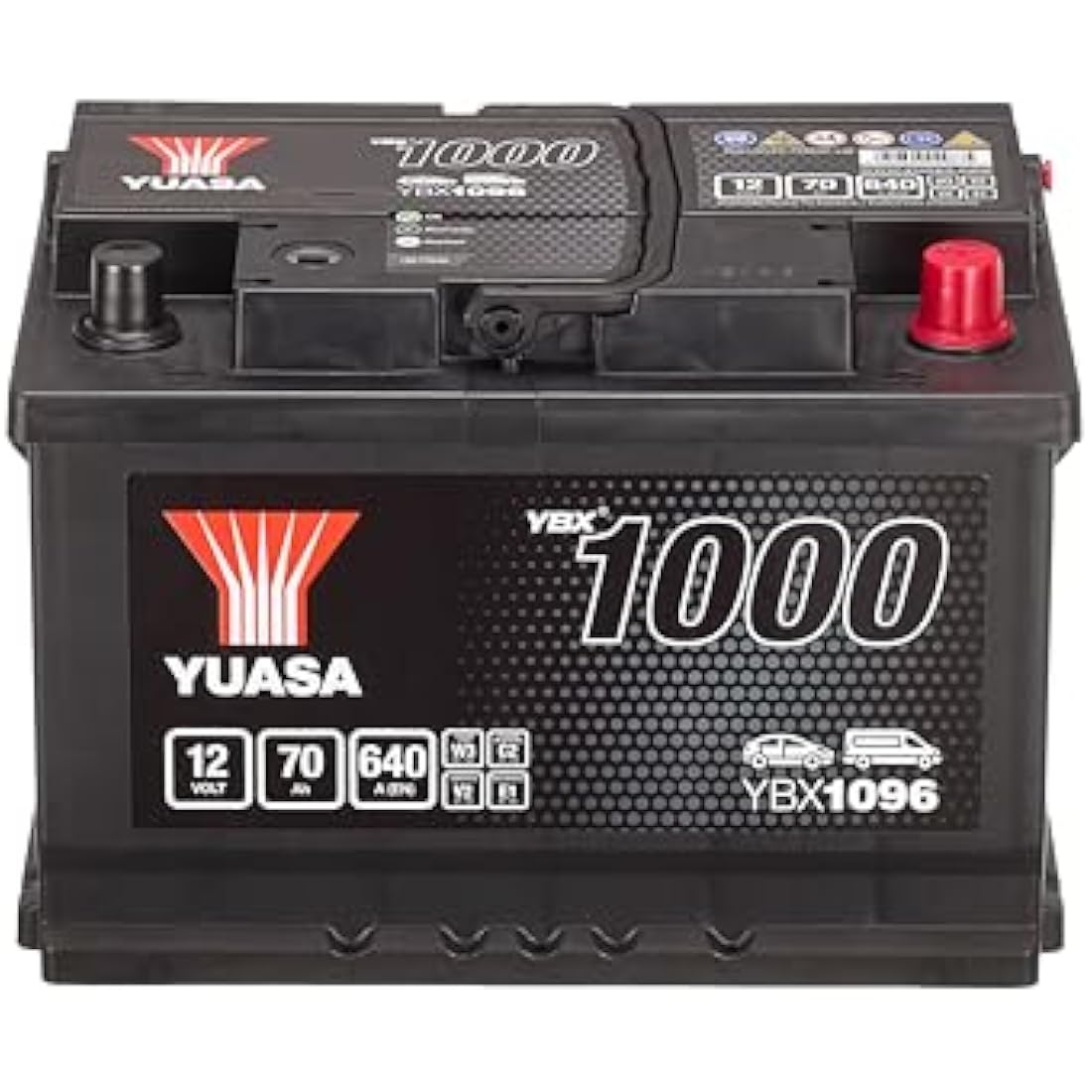 Yuasa YBX1096 12V 70Ah 640CCA Sealed Maintenance Free High Performance Car Battery