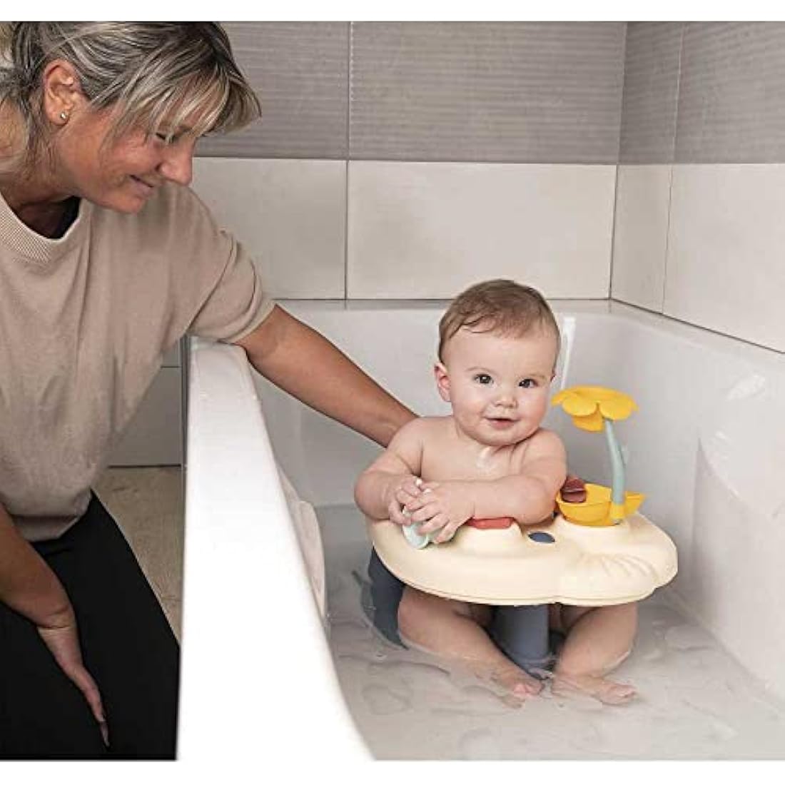 Little Smoby 2 in 1 Baby Bath Time Seat and Activity Table – Unisex bath toy for children 6 to 16 months and 6 to 13kg