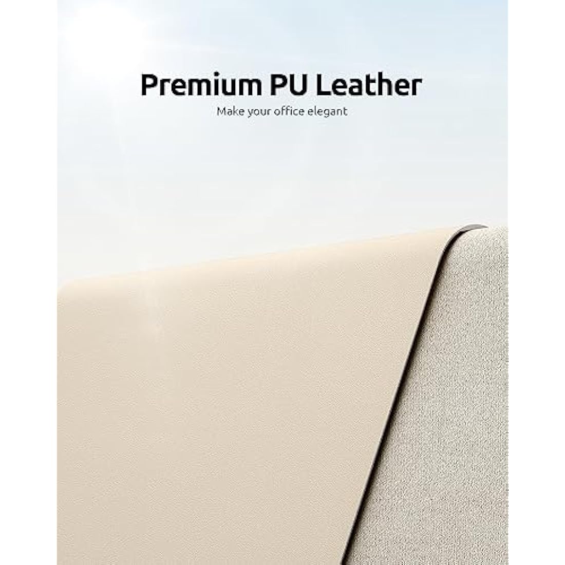 YSAGi Leather Desk Mat, Large Mouse Mat, Non-Slip Desk Pad, Waterproof PU Leather Table Protector Writing Pad for Office and Home (90 x 43 cm, Beige)