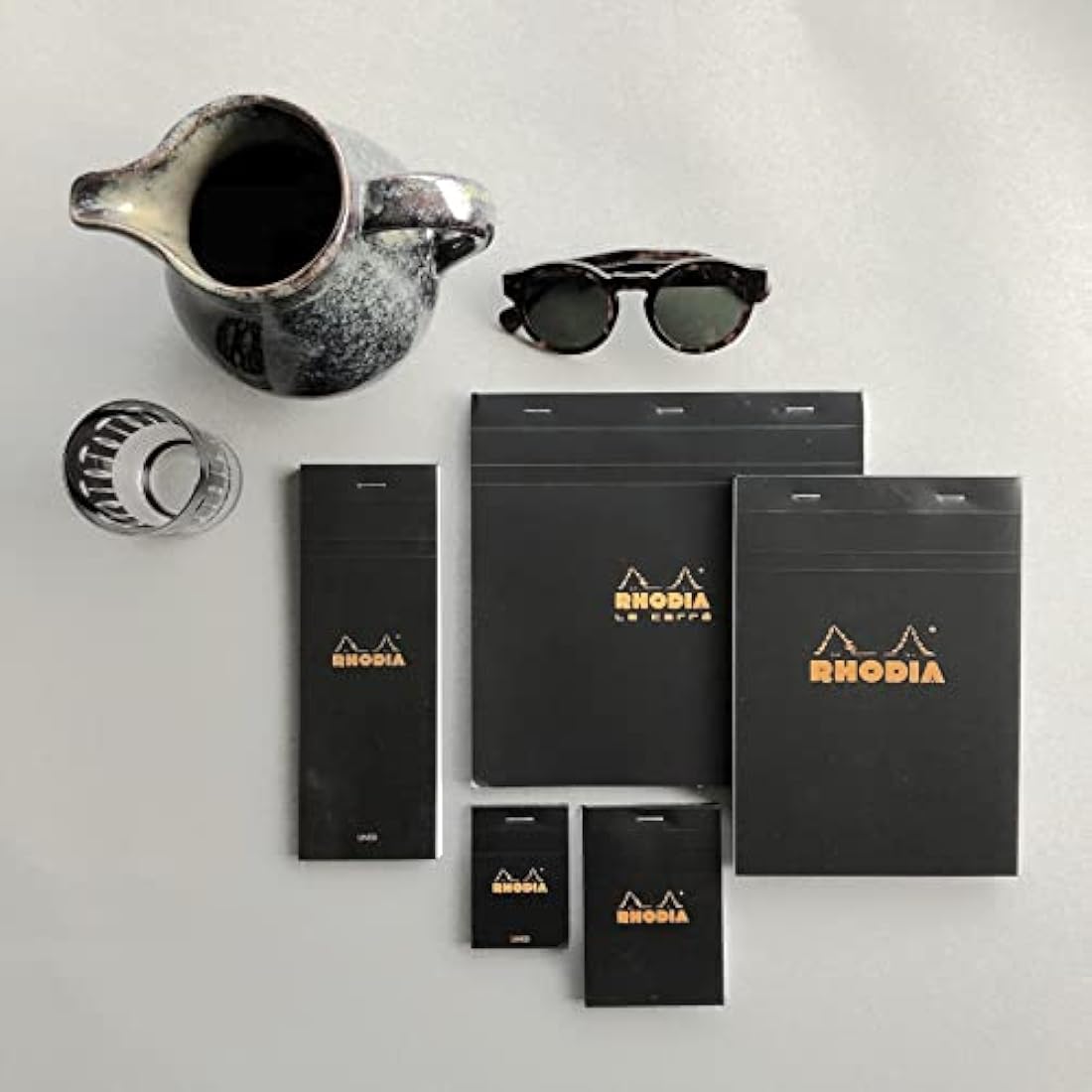 RHODIA 182009C - Stapled Notepad N°18 Black - A4 - Small Squares - 80 Detachable Sheets - 80G Clairefontaine Paper - Coated Card Cover - Pack of 5 pads