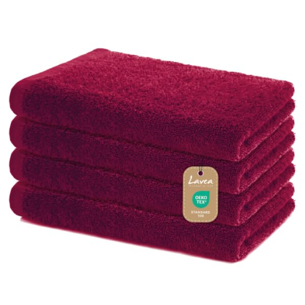 Lavea Set of 4 Hand Towels 40 x 70 cm - Soft & Absorbent Guest Towels Made of 100% Cotton - Oeko-Tex 100 Certified - Washable at 60 Degrees - Ideal