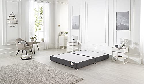 Bed Centre Platform Divan Bed Covered in Luxury Plush, Linen and Tweed Fabric (Coffee Tweed, Double 135 x 190cm)