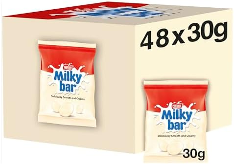 Milkybar White Chocolate Giant Buttons Buttons Sharing Bag Bags, 48 x 30 g White Chocolate 30 g (Pack of 48) 80g
