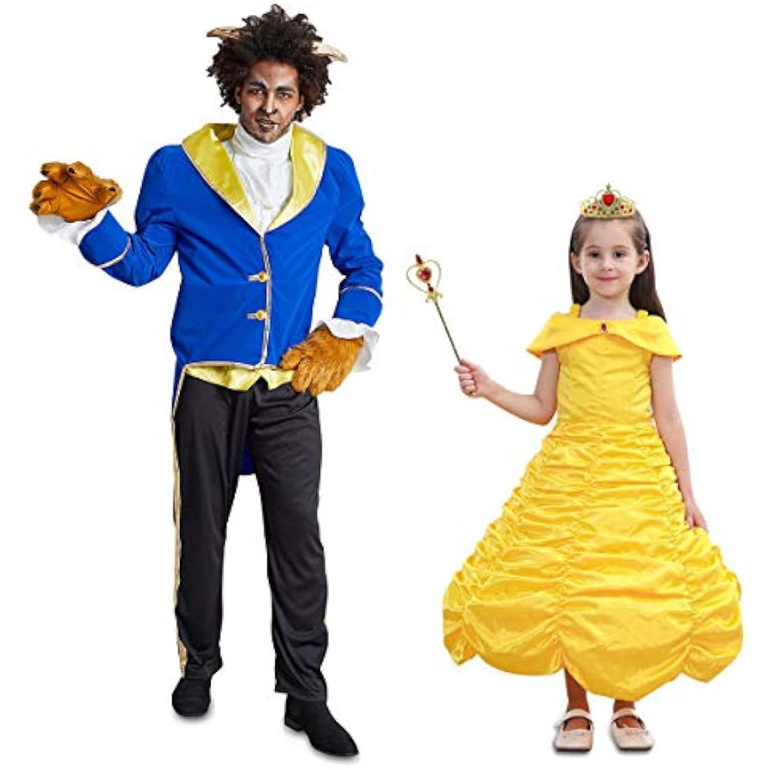 Vicloon 9 Pcs Princess Belle Costume Dress,Little Girl Princess Dresses Fancy Dress Childs Party Outfit with Crown Wand Gloves Necklace Ring and Earrings Yellow