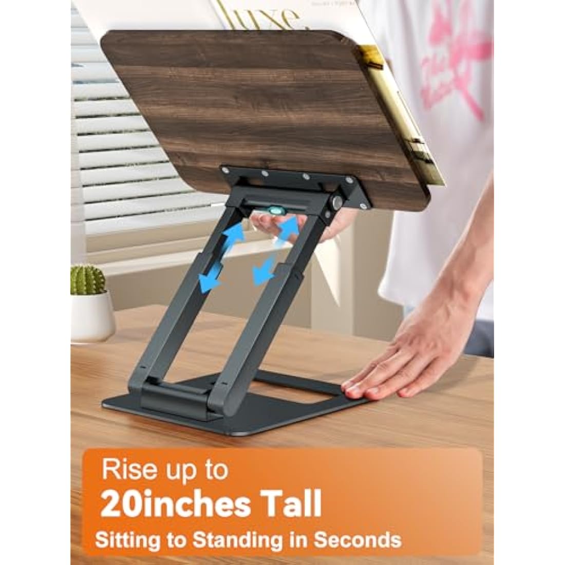 Tounee Telescopic Book Holder Stand, Adjustable Height Pull Out Design Ergonomic Cookbook Stand with Elastic Page Clips Fits All Books (Gray)