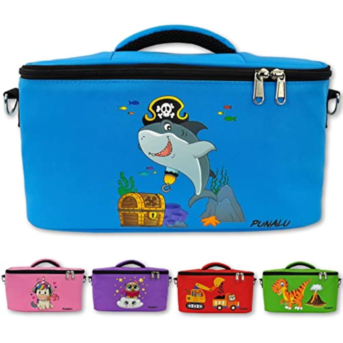PUNALU Case for Toniebox, Space for 30 Tonies, Charger and Headphones Toniebox Bag (Shark Light Blue)