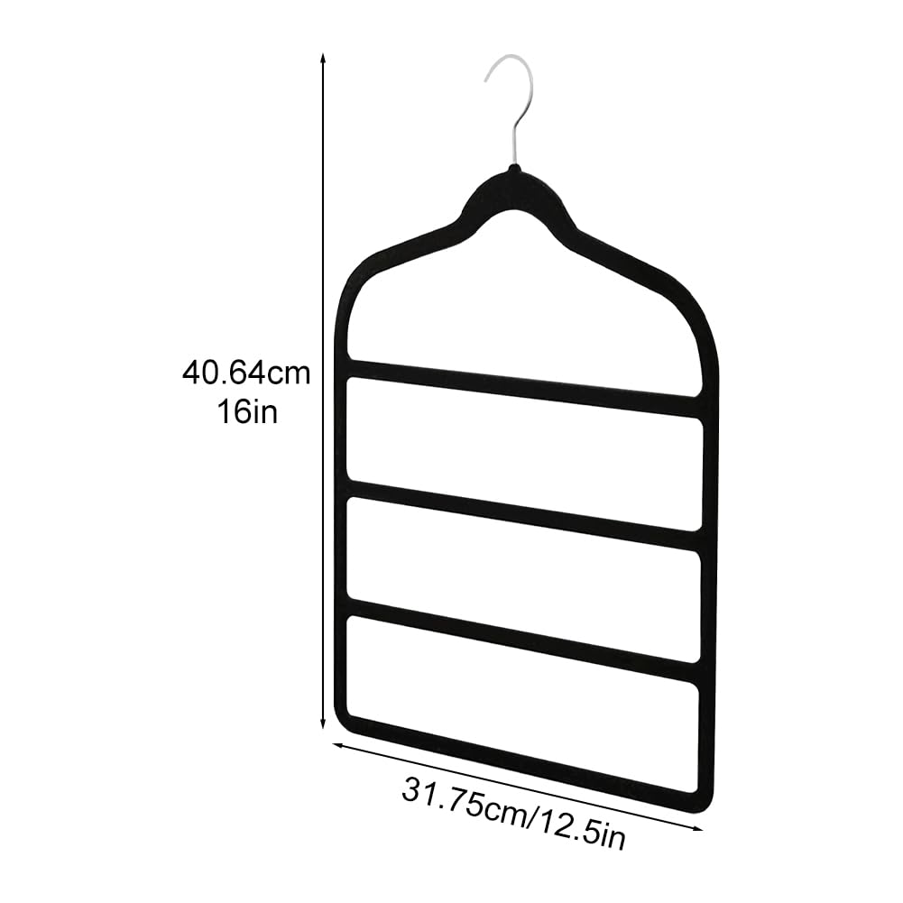 6 Pack Velvet Trouser Hangers, Space Saving Hangers for Clothes, Non-Slip Pants Hanger Jeans Hangers Multi Bar Clothes Hanger Closet Organizers