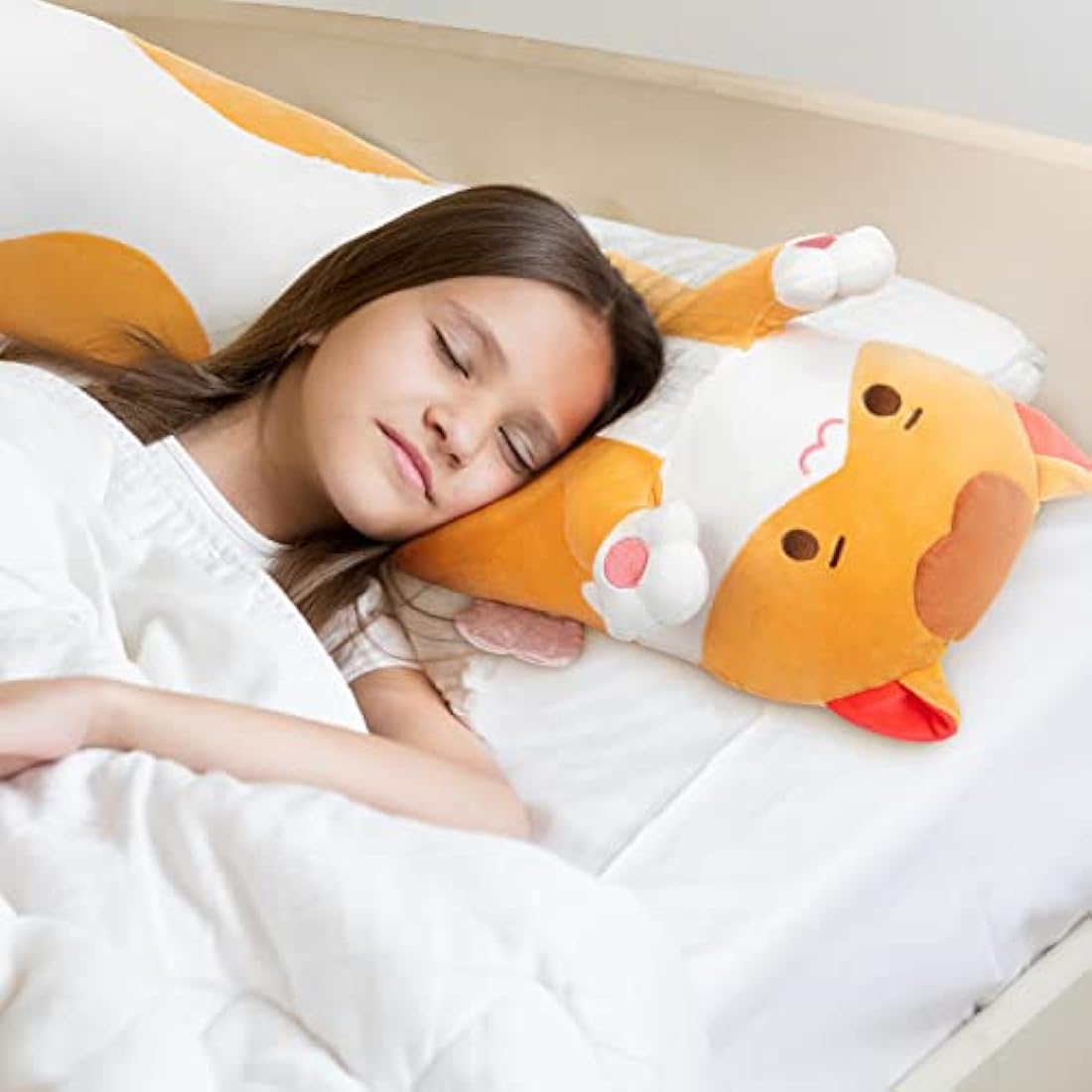 Mewaii 20in Long Cat Plush Pillows Stuffed Animals Squishy Pillows - Plushie Cute Kitty Sleeping Hugging Plush Pillow Soft Toys for Kids(Orange)
