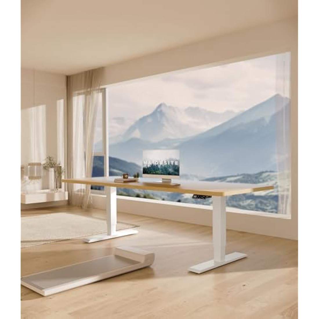 MAIDeSITe Height Adjustable Electric Standing Desk Frame Two-Stage with Heavy Duty Steel Stand up Desk Computer Desk with Automatic Memory Smart Pannel (White)