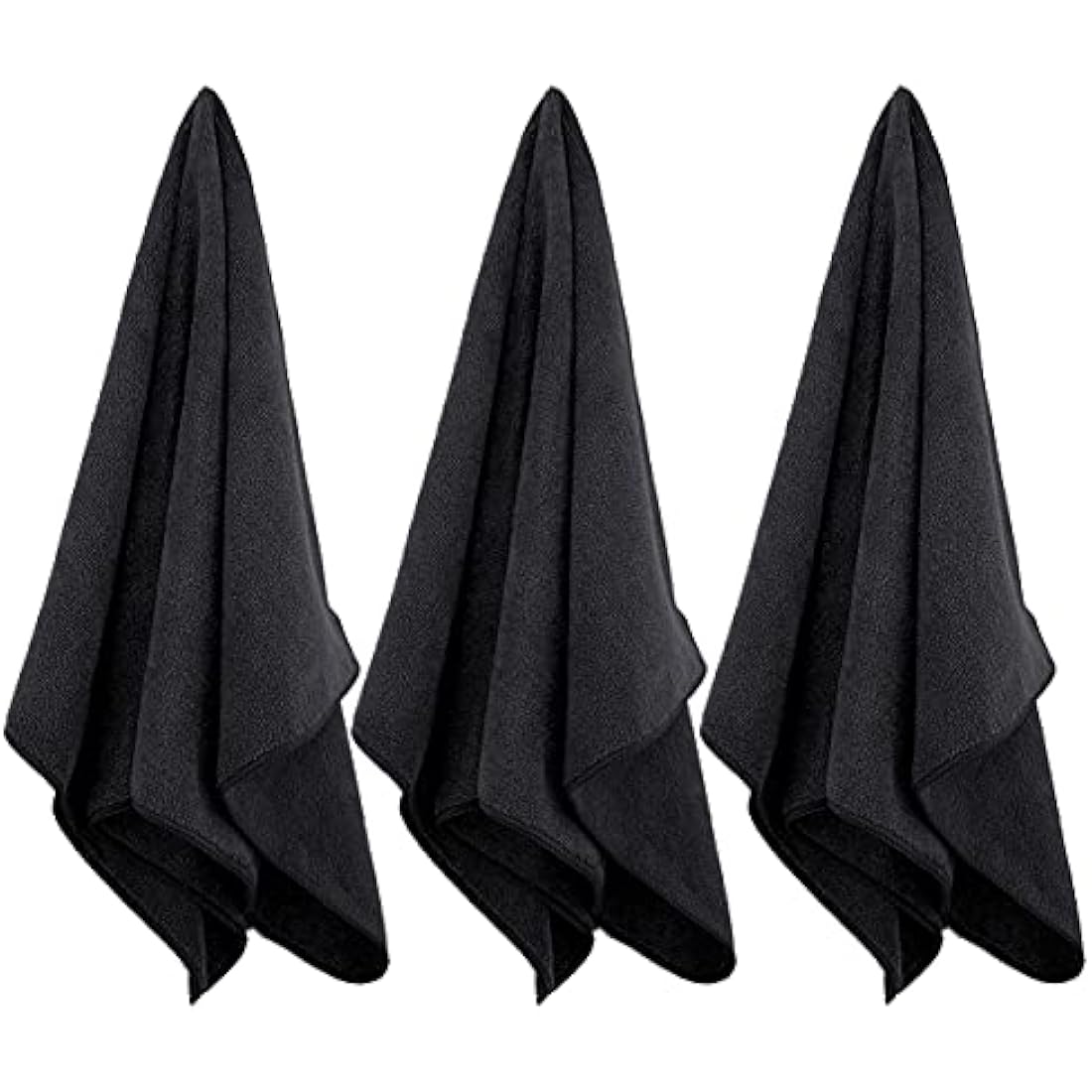 POLYTE Professional Quick Dry Lint Free Microfibre Hair Drying Salon Towel, 12 Pack (40x73 cm, Black)