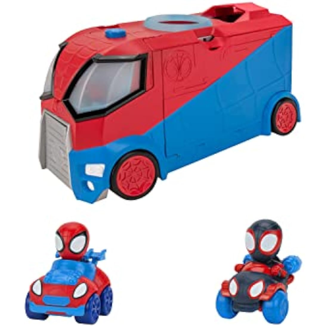SPIDEY AND HIS AMAZING FRIENDS Marvel's Web Transporter Feature Vehicle, Lights & Sounds-Includes 2 Amazing Minis: Spidey and Miles Morales: Spider-Man