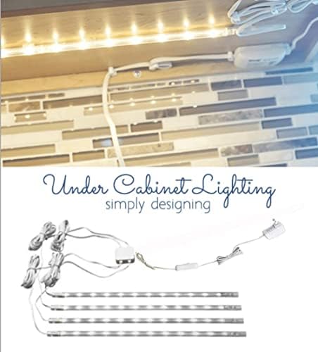 Under Cupboard Lights, 4 x 40cm Linkable LED Light Strips Kit, Low Profile, Energy Efficient, for Customized Shelf Lighting in Display Cabinet, Book Case, Kitchen,Workspace - Warm White 3000K