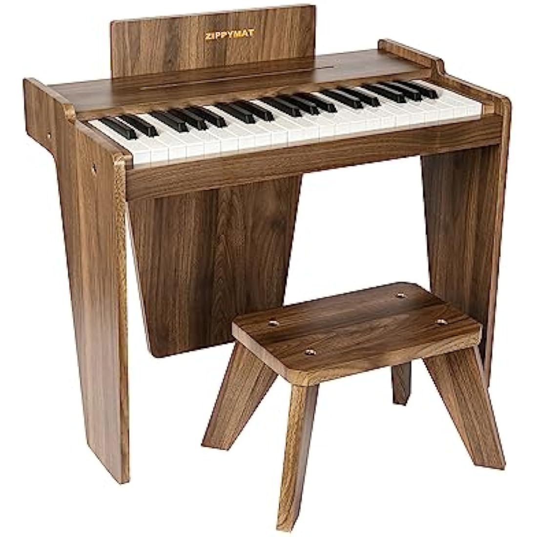 ZIPPY MAT Kids Piano Keyboard, 37 Keys Digital Piano for Kids, Music Educational Instrument, Wooden Toy for Toddlers Girls Boys (Walnut Basic)