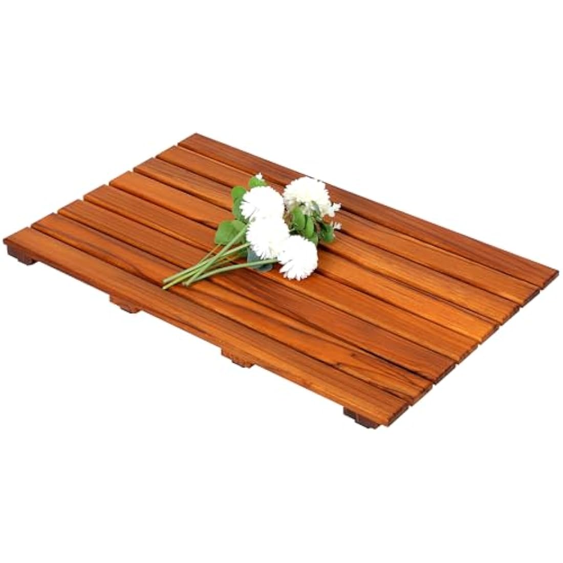 VaeFae Teak Shower Mat, Non-Slip Bath Mat, Luxury Spa Mat, Wooden Mat for Bathtub, 66 x 43.2 cm