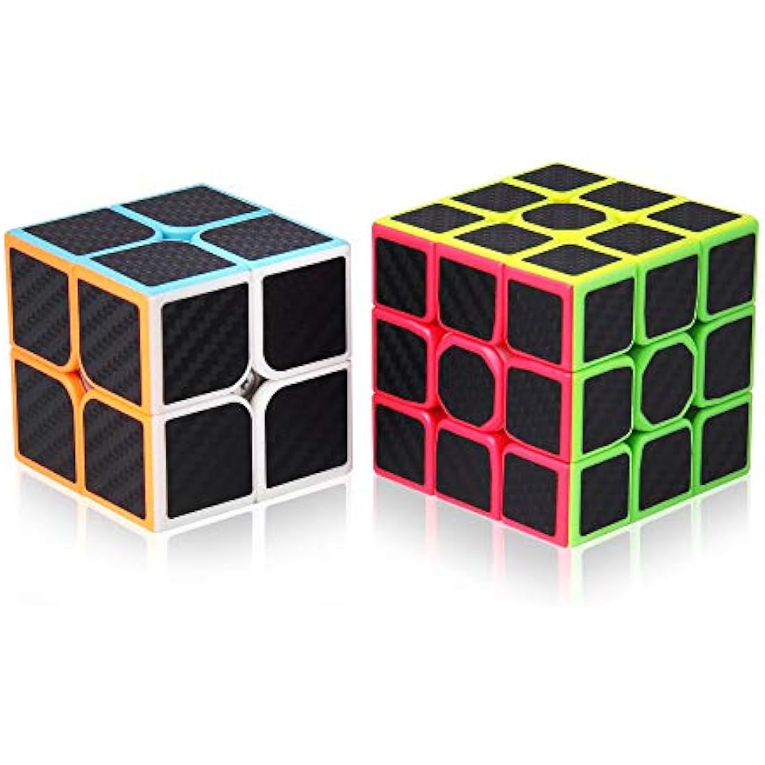ROXENDA Speed Cube Set, 2X2 3X3 Speed Cube Original Fast Cube with Instruction (Carbon Fiber)