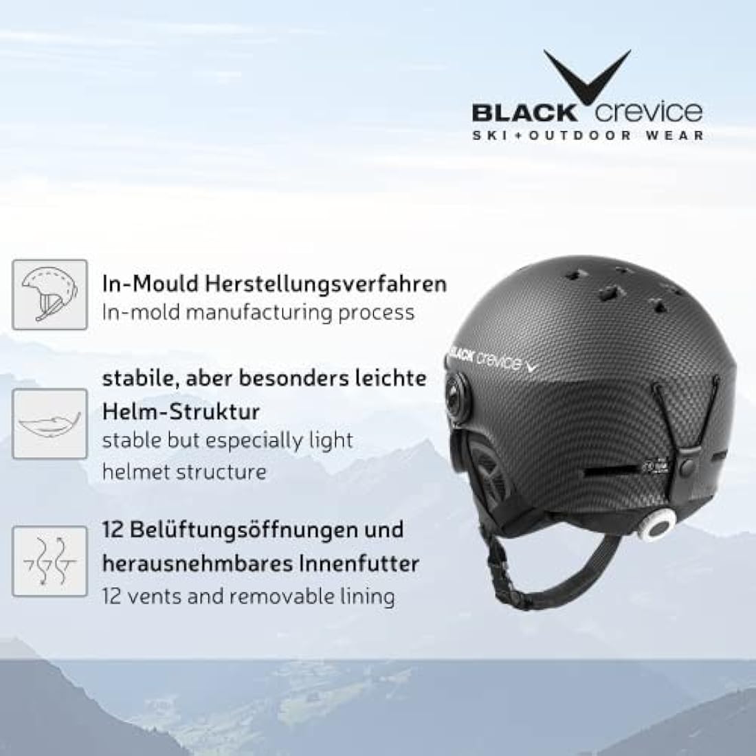 Black Crevice Gstaad Adults' Ski Helmet
