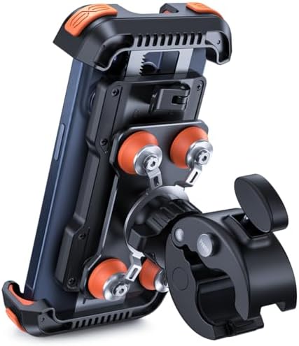 Lamicall Motorbike Phone Holder [Dual Anti-Shock] - 2025 Motorcycle Phone Mount, Universal Bike Phone Holder for iPhone 16 15 14 13 12 Pro Max Plus Mini, Samsung S23, 4.7-6.7" Phone - Orange