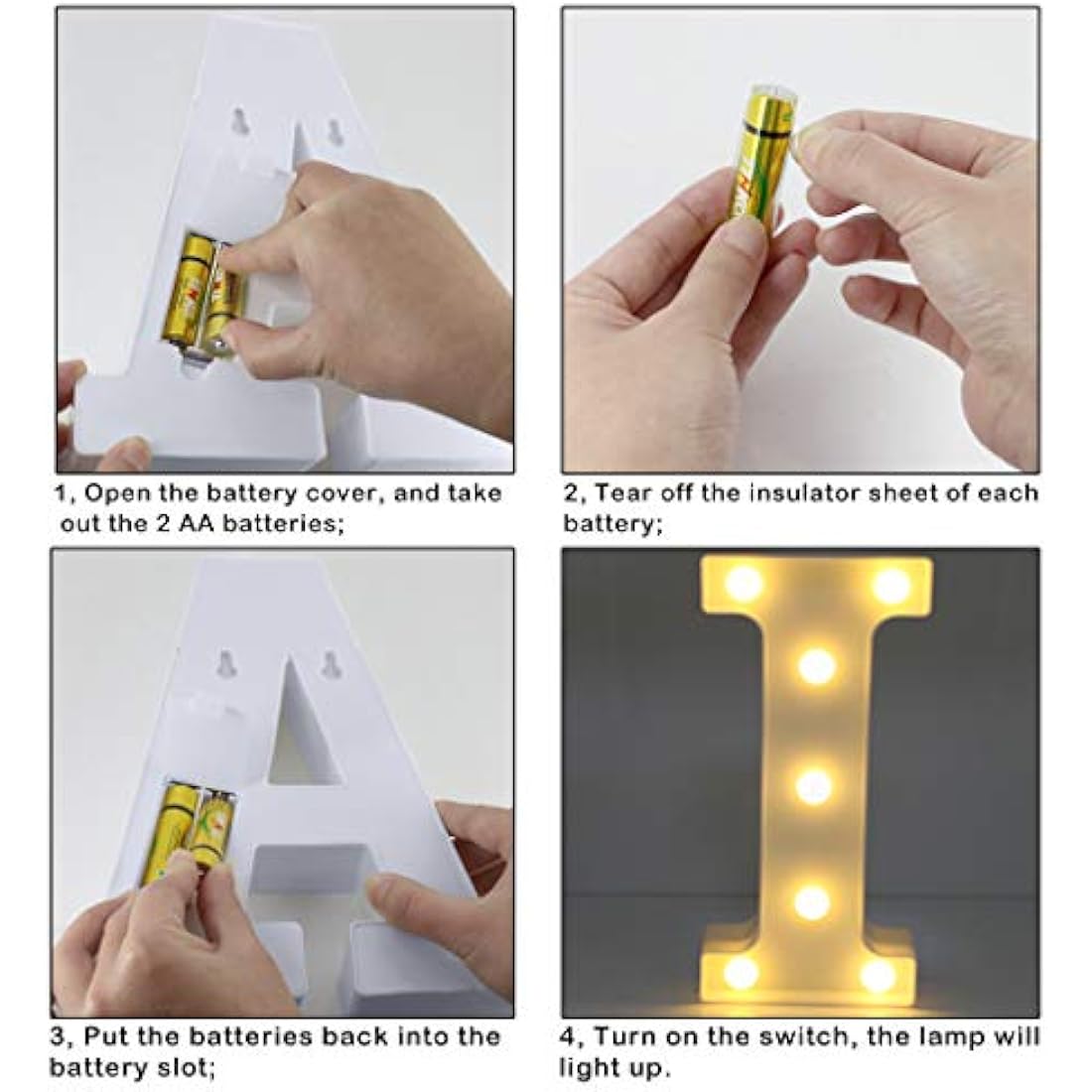 HONPHIER® Letter Lights Decorative LED Alphabet Lights Marquee Decoration Light Up Sign Night Light Battery Operated for Birthday Party Wedding Receptions Holiday Bar Home Bedroom Bath Bar Decor (I)