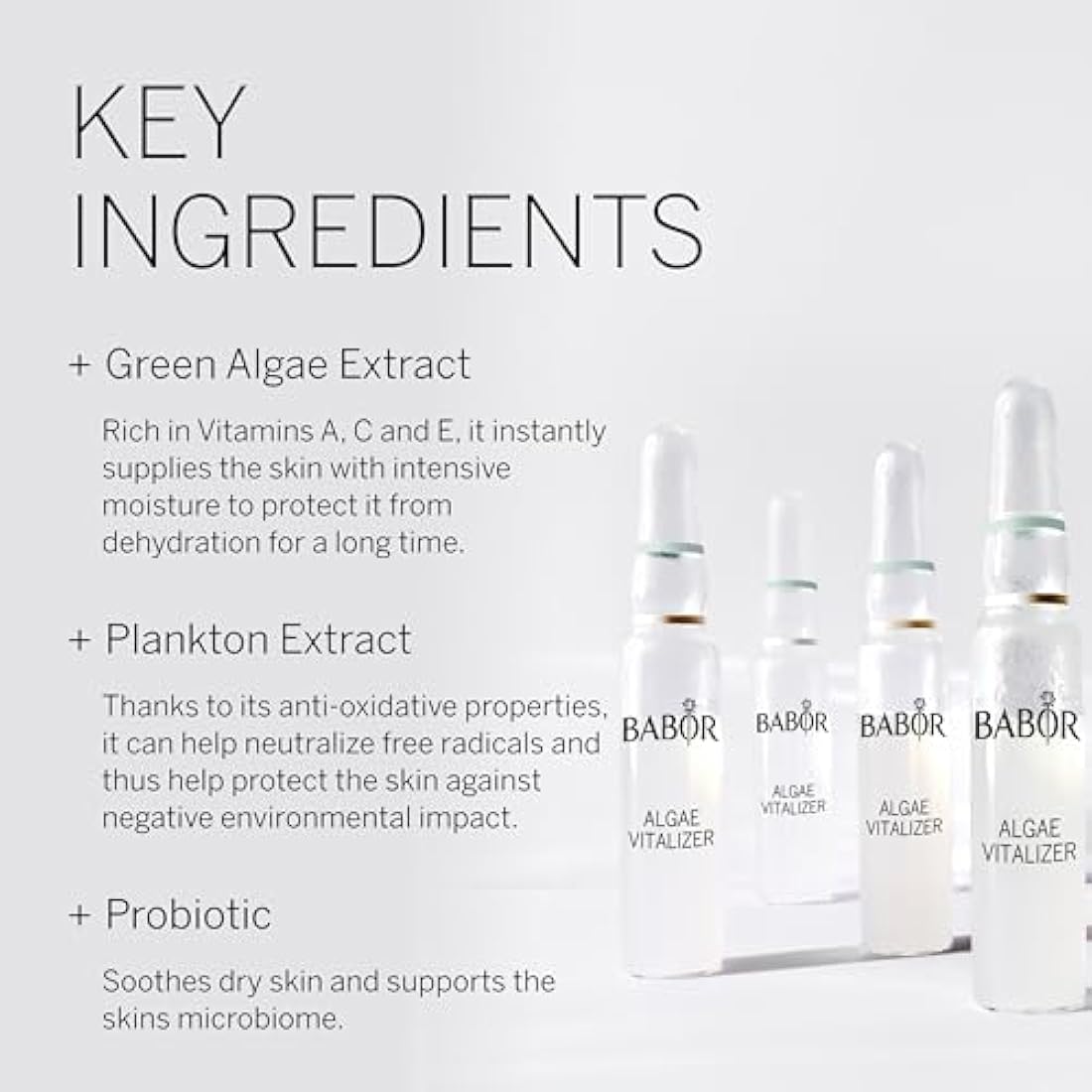 BABOR Algae Vitalizer Serum Ampoules for the Face, with Green Algae Extract for a Revitalised Complexion, Vegan Formula, 7 x 2 ml Concentrated Ampoules