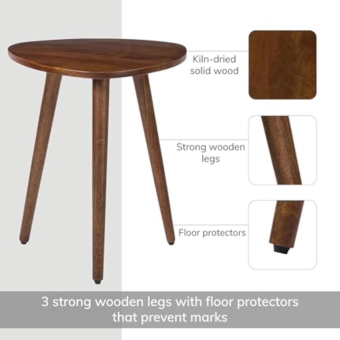 MH London Bond Triangle End Table - Exclusively Designed Small Side Table. Hand Crafted - Wooden Side Table - Contemporary Design for Small End Tables for Bedroom and Living Room