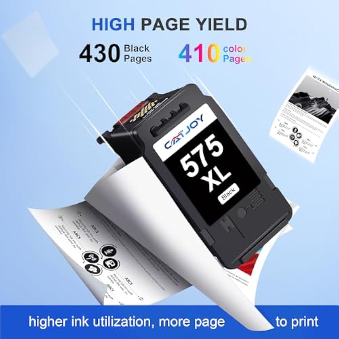 CATJOY PG-575XL CL-576XL Ink Cartridges，575XL 576XL Printer Cartridges Replacement for Canon 575 576 Ink Cartridges for Canon PIXMA TS3550i TR4750i TR4755i TS3750i TR4751i Printer (1*Black, 1*Colour)