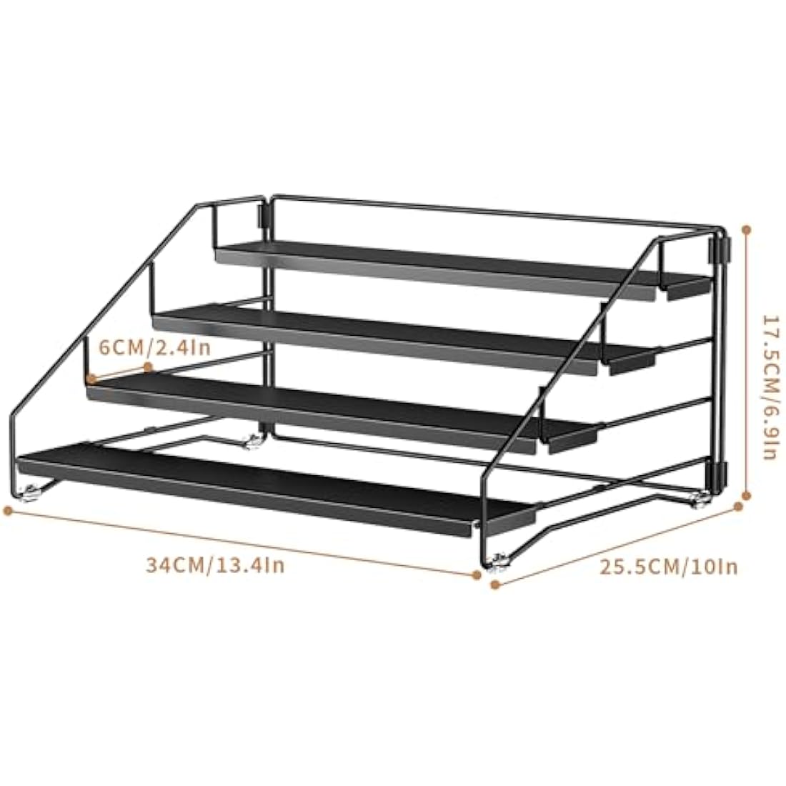 ZDDLOINP 4-Tier Spice Rack for Countertop, Kitchen Spice Rack, Depth Adjustable Spice Racks Organiser for Counter, Cupboard, Pantry (1 Pack NOT INCLUDE SPICE JARS)