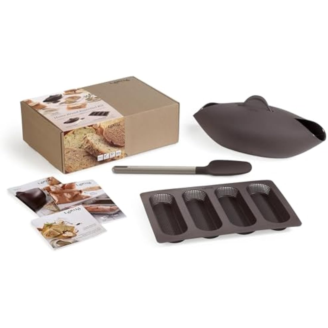 Lékué Homemade Bread Kit, Silicone, Brown, 30 x 25 x 15 cm